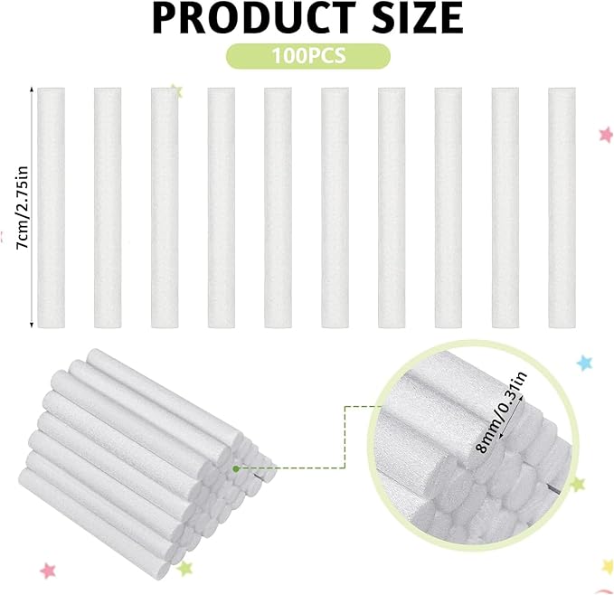 Pack of 100 Humidifier Filter Sticks Replacement Wicks Humidifier Sticks Suitable for Portable Diffuser Cotton - AquaVibe
