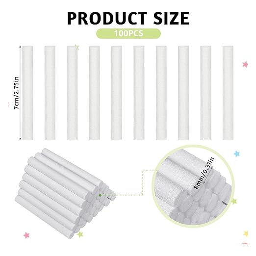 100PCS Humidifier Filter Sticks Diffuser Refill Wicks Humidifier Wicks Replacement Part for Better Air Balances Filter Replacements - AquaVibe