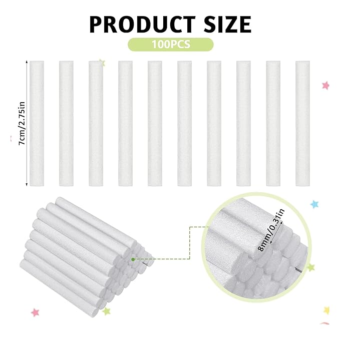 Pack Of 100 Humidifier Wick Easy Installation Cotton Sticks Sponge Texture Suitable For Home And Office Use - AquaVibe