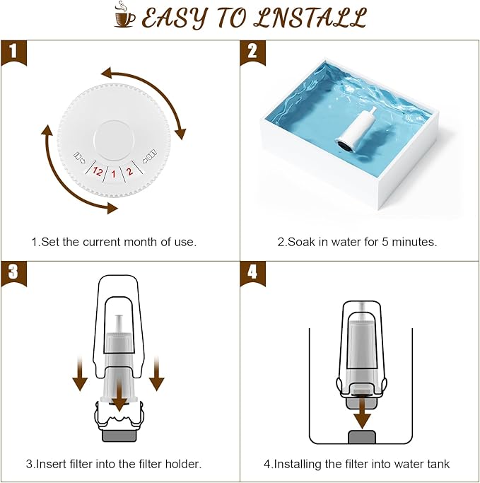 Replacement Water Filter for Breville Espresso Machine Barista Touch Bes880, Barista Pro BES878, Oracle Touch BES990, Oracle BES980, Dual Boiler BES920 Bambino ClaroSwiss Sage, Pack of 6 - AquaVibe