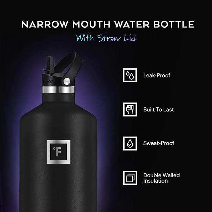 IRON °FLASK Camping & Hiking Hydration Flask with Straw, BPA-Free Insulated Stainless Steel Sports Water Bottle - 64 oz Cotton Candy