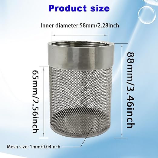 2inch SUS304 Stainless Steel Filter Head with Internal Thread Diameter of 58mm Connected to DN50 2" Water Pipe Filter Used to Remove Debris and Reduce Solid Entry