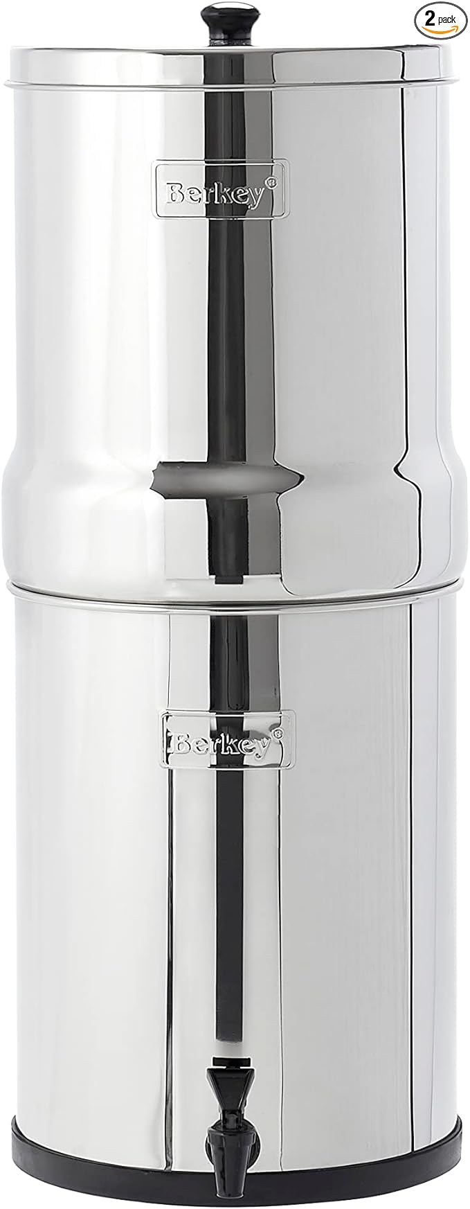 Imperial Berkey Gravity-Fed Stainless Steel Countertop Water Filter System 4.5 Gallon with 2 Authentic Black Berkey Elements BB9-2 Filters