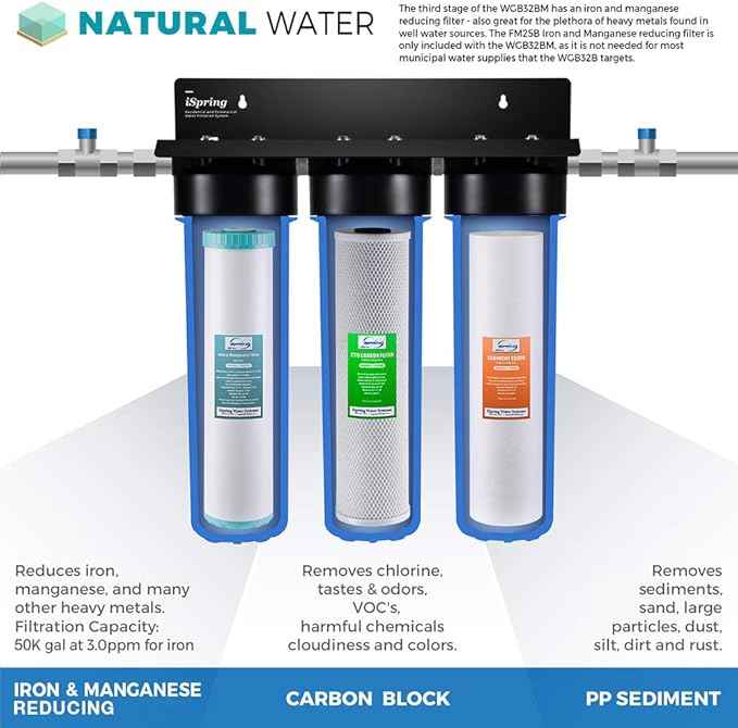 iSpring F3WGB32BM Whole House Water Filter Set with Spin Down Sediment Replacement Cartridge (Pack of 1)