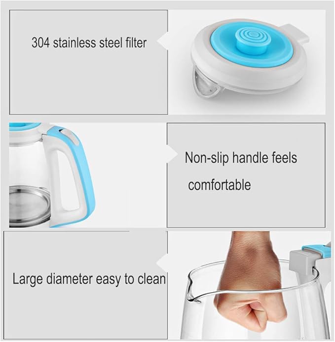 Kettles,1.5L Glass Electric Kettle,Eco Water Kettle, Bpa Free Cordless Water Boiler with Stainless Steel Inner Lid Bottomfast Boil Auto-Off Boil-Dry Protection,1200W hopeful