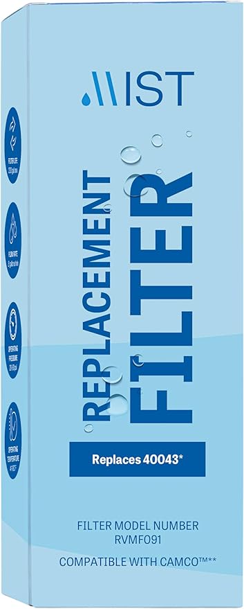 Mist 40043 Replacement for Camco RV Inline Water Filter 40043, 40013, 40041, with Flexible Hose Protector. Reduces Bad Taste, Odors, Chlorine, Lead and Sediment, 1 Pack