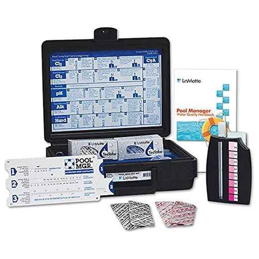 Lamotte 3368-NJ-01 Pool MGR Test Kit, 0.5-10.0 ppm Free/Total Chlorine, 6.8-8.2 pH Range, 60-400 ppm Total Alkalinity, 60-400 ppm Calcium Hardness, 0-100 ppm Cyanuric Acid, Acid Demand Calculated