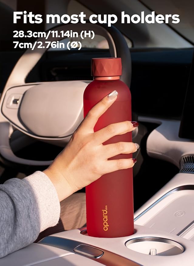 Opard Slim Pro Water Bottle 32oz, Plastic Water Bottle BPA-Free, Facetted Rubberized Grip-Texture Monocap, Leakproof Screw Top, Cranberries Red, Reusable for Travel School Sport Gym Hiking