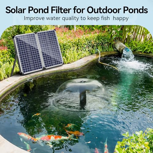 70W Solar Pond Filter Fountain with 660 GPH Water Pump Outdoor