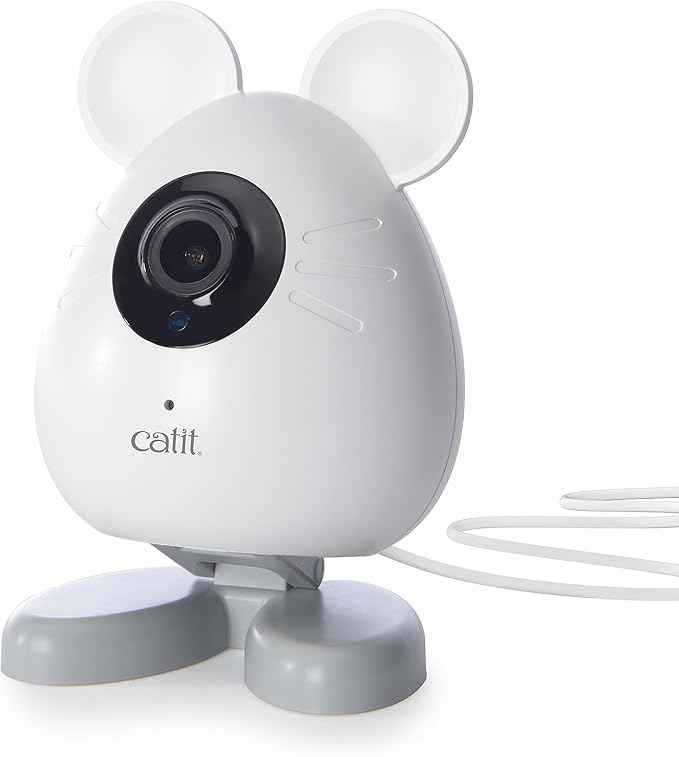 Catit PIXI Smart Mouse Pet Camera – App-Controlled 360 Camera for Cats with Night Vision, 2-Way Audio & Motion Detection – Record & Monitor Your Cat