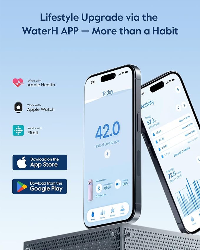 BOOST Smart Water Bottle that Reminds You to Drink, 24oz BPA-Free Stainless Steel Vacuum Insulated Bottle, Wide Mouth Water Tracker Bottle with APP, Ideal Gift for Christmas, New Year