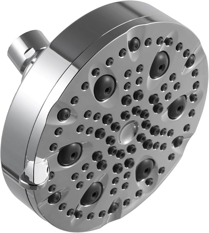 OFFO Shower Head, High Pressure Shower Head with Pause Mode, 9 Mode Fixed Showerheads for Strong Water Flow & Relaxing Shower Experience, Chrome - AquaVibe