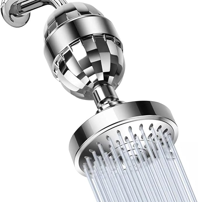 Handheld Shower Head Set with Filter, 15 Stage Shower Filter for Hard Water, Removes Chlorine and Contaminants - High Performance Shower Head Filter, 4.5 Inch Fixed Showe