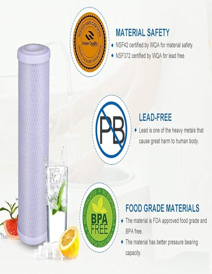 CFS – Carbon Block Water Filter Cartridge Compatible with Flow-Pur 8, WCBCS-975-RV Models – Removes Bad Taste and Odor (Pack of 8)