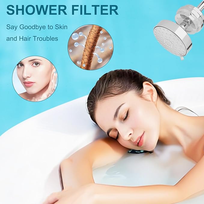 Shower Filter compatible with Brondell FF-30 Universal Compact Shower Filter Replacement, (15 Stage Filters),for Hard Water - Filters Chlorine -4 Pack