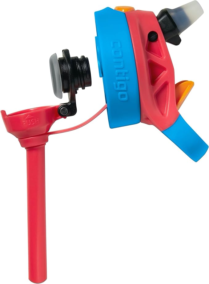 Contigo Aubrey Kids Water Bottle, 2-Pack, 14oz, Watermelon & Dinos, Spill-Proof Lid, Dishwasher Safe, BPA Free, Red and Blue | Kids, Cleanable, with Silicone Straw, Spill-Proof Lid, 2-Pack, Dishwasher-Safe