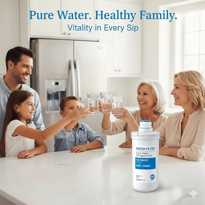 HAF-QIN/EXP DA97 Water Filter Replacement – Compatible with DA97-17376B – Carbon Block 99% Contaminant Reduction – Fresh Water & Ice – 12 Month Life 2 PACK