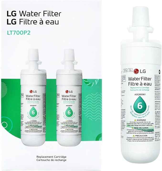 LG LT700P2 6-Month / 200 Gallon Refrigerator Replacement Water Filter, 2 Count (Pack of 1), White