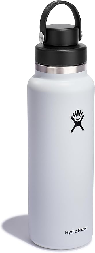 Hydro Flask Water Bottle - Insulated Stainless Steel - Wide Mouth Chug Lid, Non Spill, Leakproof in 40 Oz White