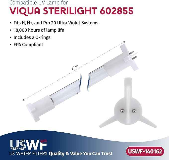 602855 Replacement UV Lamp | Fits the VIQUA H/H+, & Pro 20 Series UV Systems | Made in the USA, US Water Filters