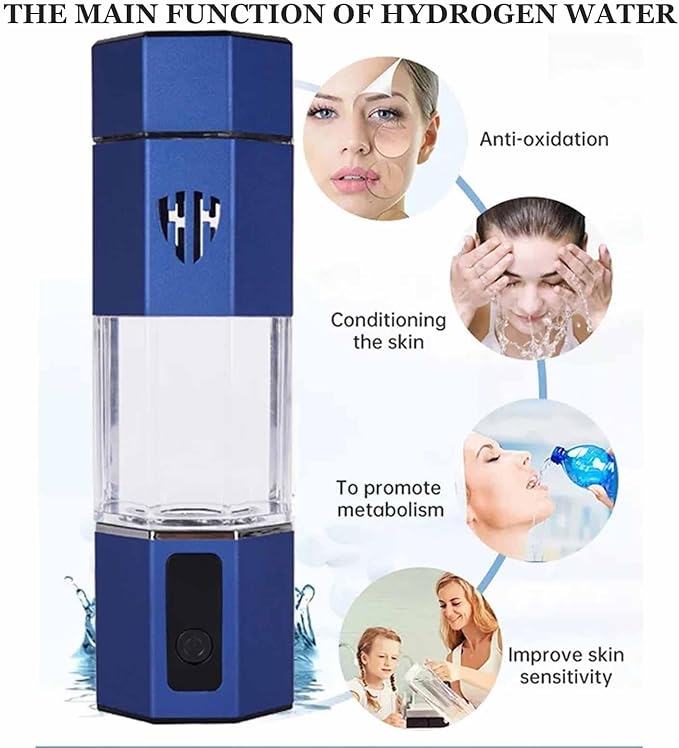 300ML Hydrogen Water Bottle Generator, Concentration Up to 3800-6000PPB, Dual Chamber PEM and SPE Electrolysis Technology, Portable Hydrogen Water Machine