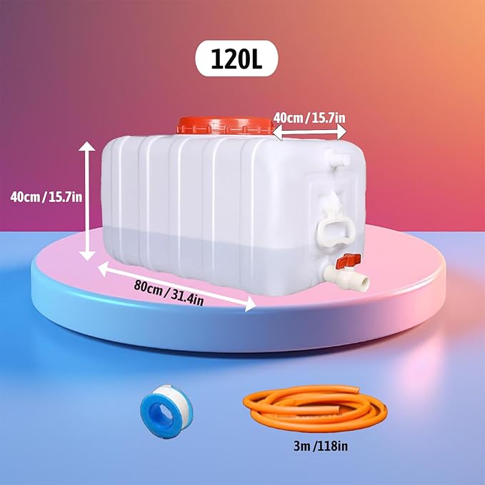 Water Storage Water Storage Container Food-Grade HDPE Square Water Container, Large Capacity Water Tank W/Enlarged Calibre Handle 2.8mm Thick Leakproof for Home Camping RV Outdoor