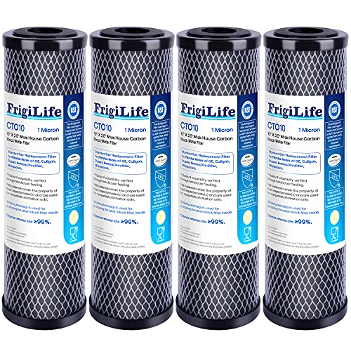 1 Micron 10" x 2.5" Whole House CTO Carbon Sedimen Water Filter Compatible DuPont WFPFC8002 (4 Count)