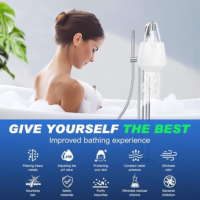 Next-Gen Bathtub Water Filter for Faucet | Removes 95% Chlorine, Lead, Fluoride & Heavy Metals | Softens Water, Hard Water Balance | Safe Bath Filter for tub, Babies, Kids & Family Skincare - AquaVibe