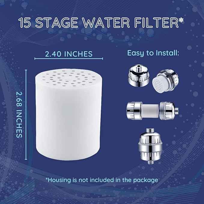 3 Pack 15-Stage Replacement Shower Water Cartridge | Balance pH - Budget Conscious Filtration | Compatible with Any Shower Filter - Universal High Output | 3-pack (No Housing)