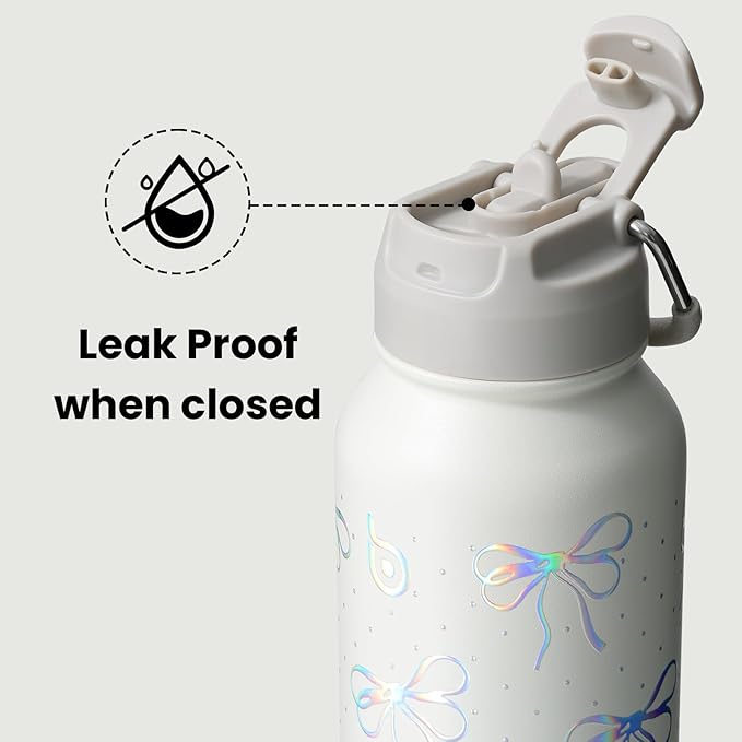 BOTTLE BOTTLE 32oz Insulated Water Bottle Stainless Steel Sport Water Bottle with Straw Dual-use Lid Design for Gym with Pill Box