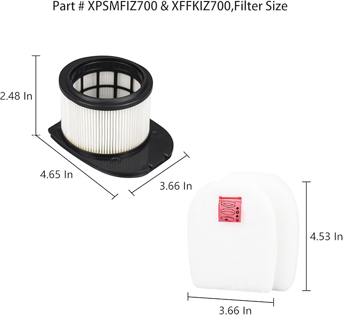 Replacement Filter Compatible with Shark UZ565H,IZ862H,IZ800,IZ840H,IZ562H,IZ540H,Cordless Pro Vacuum,Part # XPSMFIZ700 & XFFKIZ700 - AquaVibe