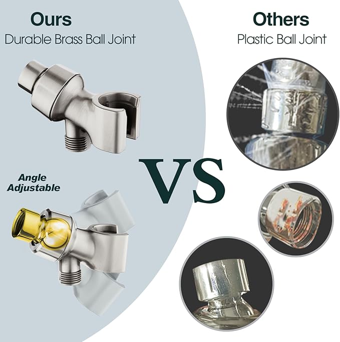 BRIGHT SHOWERS 9 Spray Settings Shower Head with Handheld High Pressure Brushed Nickel Hand Held Showerhead with 60 Inch Stainless Steel Hose and Adjustable Overhead Bracket - AquaVibe