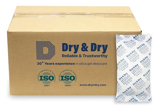 Dry & Dry 300 Gram [60 Packet] Silica Gel Packets, Desiccant Packs, Silica Gel - Rechargeable Silica Packets, Silica Gel Packs