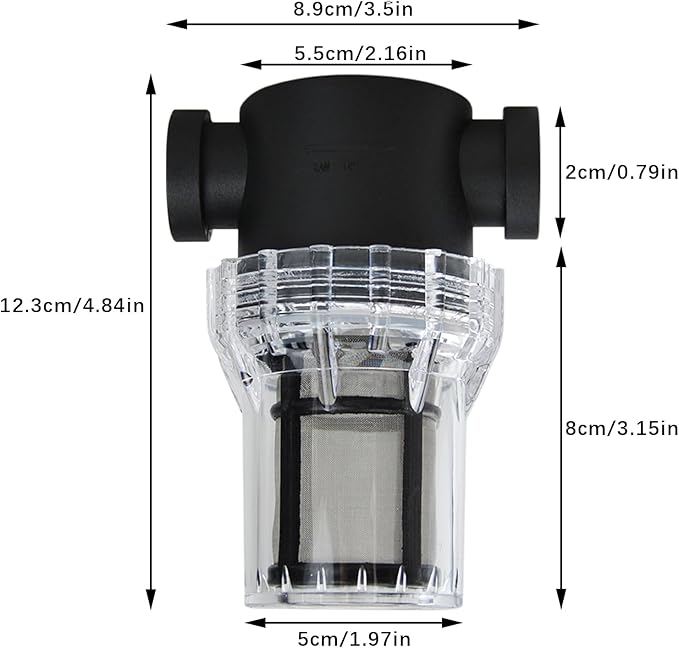 Water Pump Strainer, 1/2" Female NPT in-Line Strainer Beer Filter with 80 mesh Stainless Steel Filter Screen, Garden Hose Sediment Filter for RV Water Tank Pressure Washer Outdoor Hose