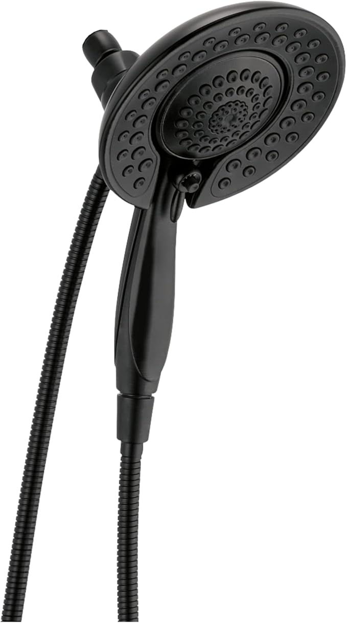Delta 5-Setting In2ition 2-in-1 Dual Shower Head with HandHeld Spray, Matte Black Detachable Shower Head with Hose, Showerhead, 2.5 GPM Flow Rate, Matte Black 58569-BL25-PK