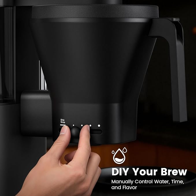 Kismile 8-Cup Drip Coffee Maker Machine, Pour Over Coffee Brewer with 3-Second Instant Heating (197-205℉), Removable Water Tank, Adjustable Flow Control, Cold Brew Mode & 40-Min Keep Warm, Dark Grey