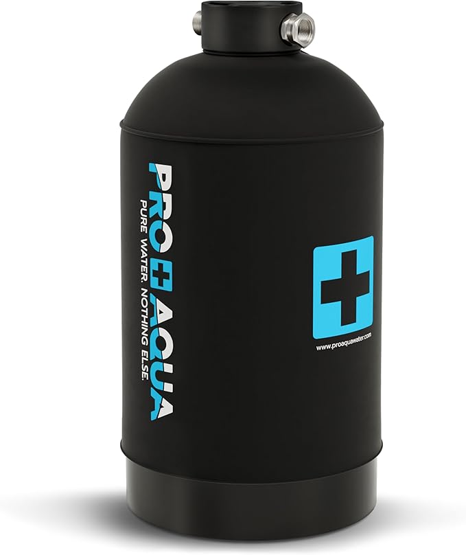 PRO+AQUA 16,000 Grain Portable Water Softener for RV, Trailers, Boats, Mobile Car Wash, Pressure Wash – Protects Water Systems from Hard Water Damage and Corrosion, with Pre-Filled High-Capacity Resin