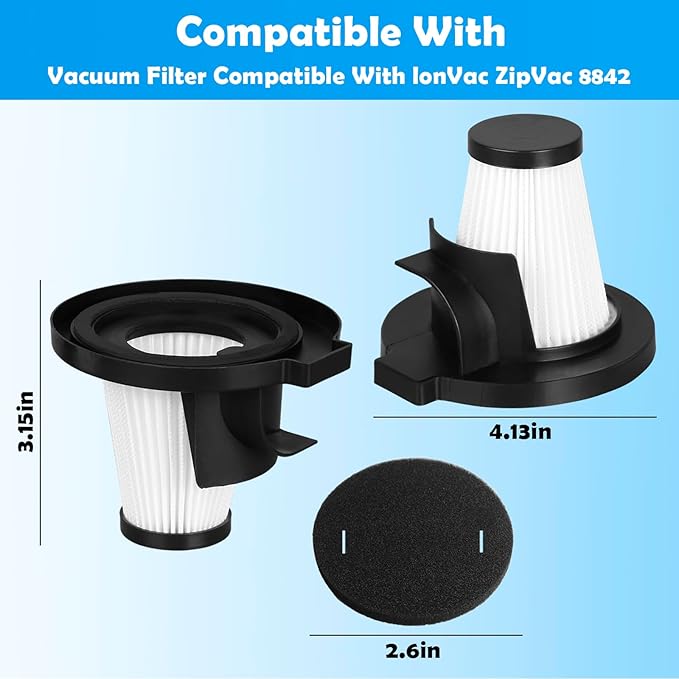 Filter Replacement Compatible with IonVac ZipVac 8842 8200 Handheld Vacuum Cleaner - AquaVibe