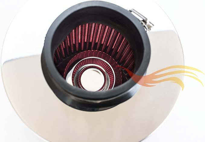 RED 6" 152 mm Inlet Short Truck Cold Air Cone Replacement Performance Washable Clamp-On Dry Air Filter (6" Tall)