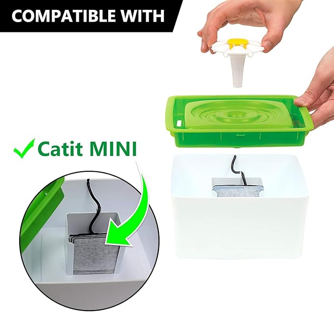 Replacement Carbon Filters, Pet Water Filters Fountain Filters Compatible with Catit Mini Flower Fountain, 6 PACK Cat Water Fountain Filter