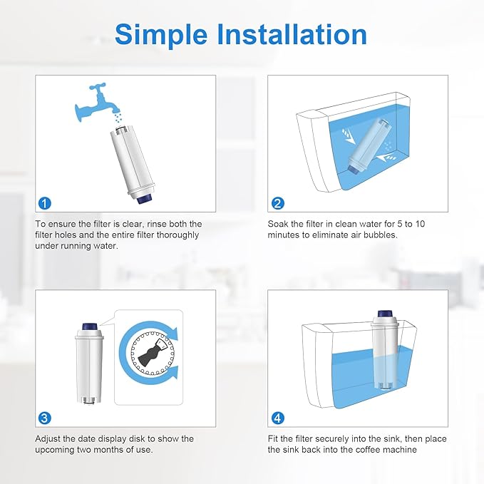 Water Filter Cartridge Replacement for Espresso Coffee Machines - Compatible with ECAM, ETAM, ESAM, Dinamica, Eletta Series - Improves Taste & Protects Your Machine, 6-Pack for Home Use - AquaVibe