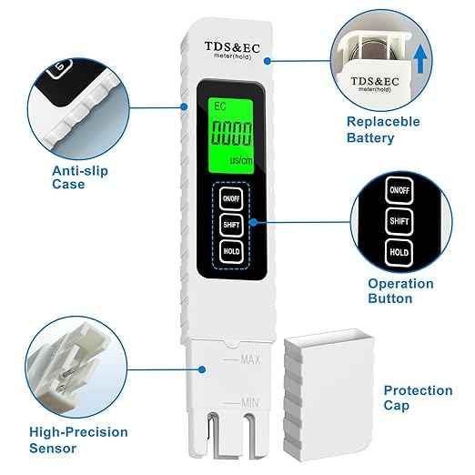 TDS/EC/Temperature(°C,°F) 4-in-1Water Meter, Portable Digital Water Tester for Drinking Water, Hydroponics, Aquariums, Pool | 0-9999 ppm Meter | Backlit LCD (4IN1)