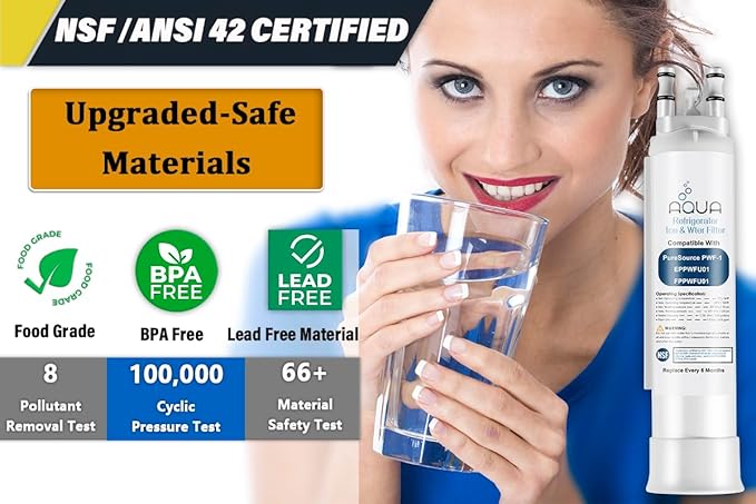 AQUA012 FPPWFU01 Water Filter Replacement Compatible with EPPWF01 PureAdvantage PWF-1 FPPWFU01 PurePour PWF-1Refrigerator Water Filter (2-PACK)