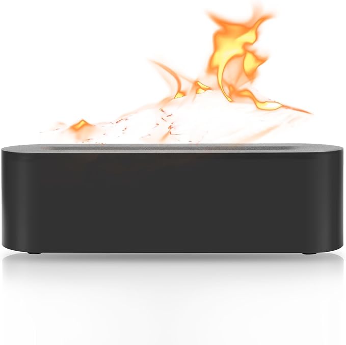 Essential Oils Diffuser for Humidifier, Fire Flame Aromatherapy Diffuser with 7 Colors Light, 150ml Cool Mist Humidificador with Timer&Auto Off, Scent Diffuser for Home Room Office(Black)