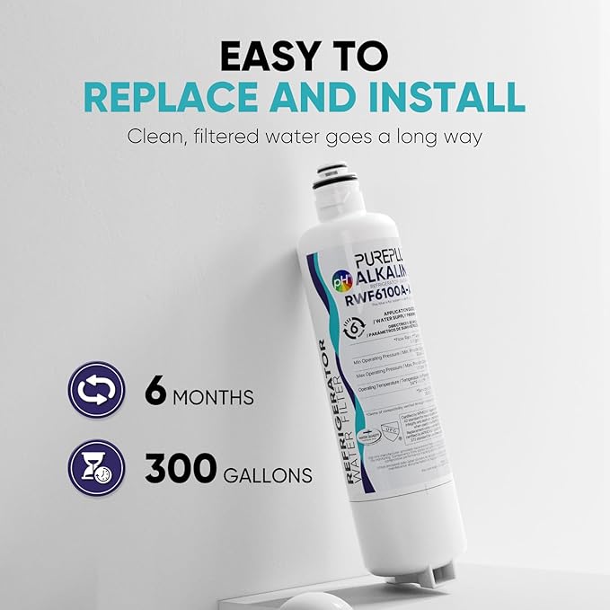 PUREPLUS BORPLFTR50 Replacement for Bosch 11025825 Ultra Clarity Pro, Alkaline Refrigerator Water Filter, Compatible with 12033030, 12028325,11025825, BORPLFTR55, WFC100MF, B36CT80SNS, 2Pack