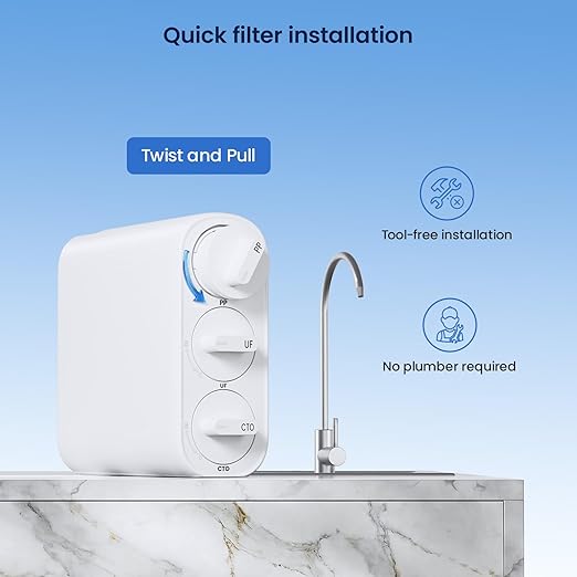 GLACIER FRESH GFU06 0.01μm Ultra Filtration Under Sink Water Filter System, Tankless Ultra Compact Design, with Faucet, No Electricity & Waste Water, Preserve Beneficial Minerals No TDS Reduction