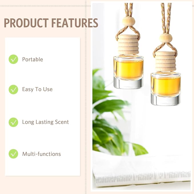 BBTO 100 Pcs Car Air Fresheners Diffuser with Wooden Empty Aromatherapy Diffuser Clear Fragrance Holder Pendant Hanging Perfume Fresheners Bottles for Car Decor(Clear Classic)