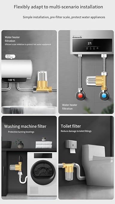 Reusable sediment water filter Water,Pipe fittings,Outdoor rinse pre-filtration,Inline Washer Filter for Washing Machine, Shower, Garden Hose, Well Water, Anti Clogging, 1/2 inch - AquaVibe