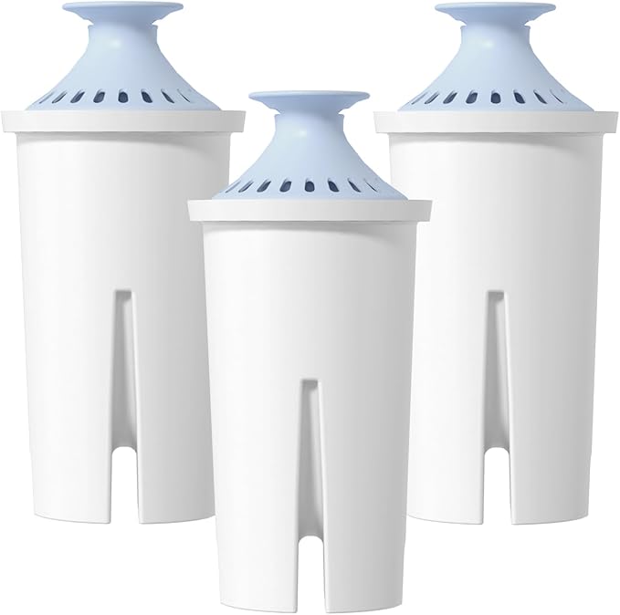 Overbest Alkaline Water Filter, Replacement for Brita® Pitchers and Dispensers, Brita® Classic 35557, OB03, Mavea® 107007, and Amazon Basics® 10-Cup Pitcher, Includes 3 Filters