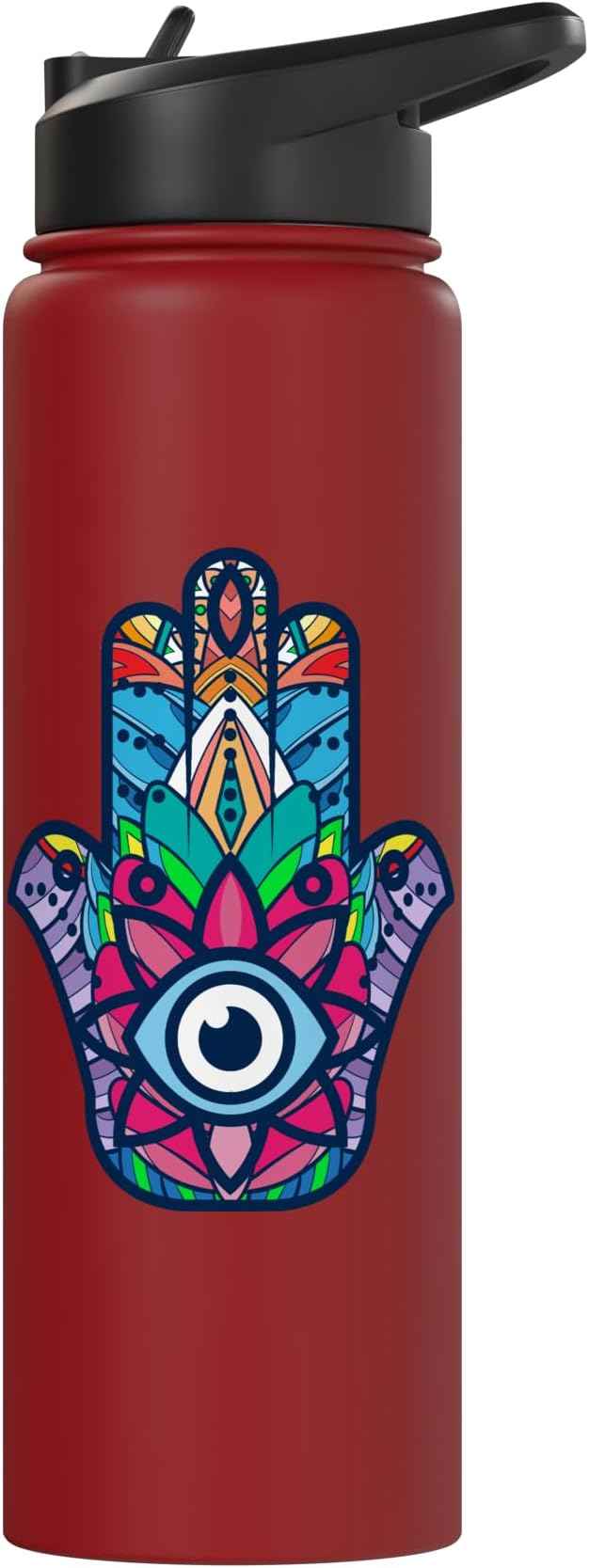 Colorful Nazar Amulet Hamsa Symbol Blue Evil Eye Ornament Stainless Steel Insulated Water Bottle